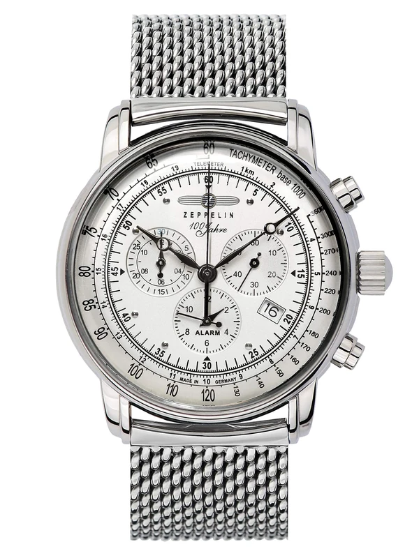Zeppelin 100 Years Mens Analogue Swiss Quartz Watch with Stainless Steel Bracelet 7680M-1