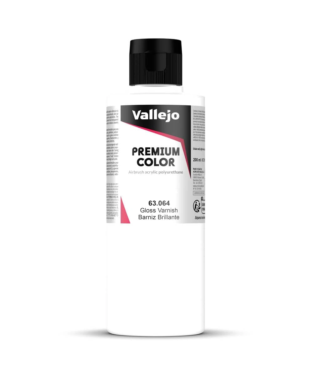 Vallejo AV Premium Color, 200ml, Gloss Varnish, Model Paint, VAL63064