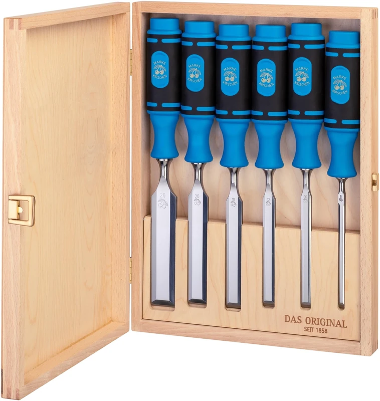 Kirschen 1108000 Number 1108 Firmer Chisel Set with 2-Component Handles - Multi-Colour (6-Piece)