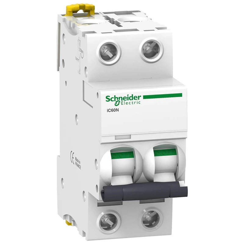 Schneider A9F74202 iC60N 2P 2A C MCB Miniature Circuit Breaker, White, Set of 6 Piece