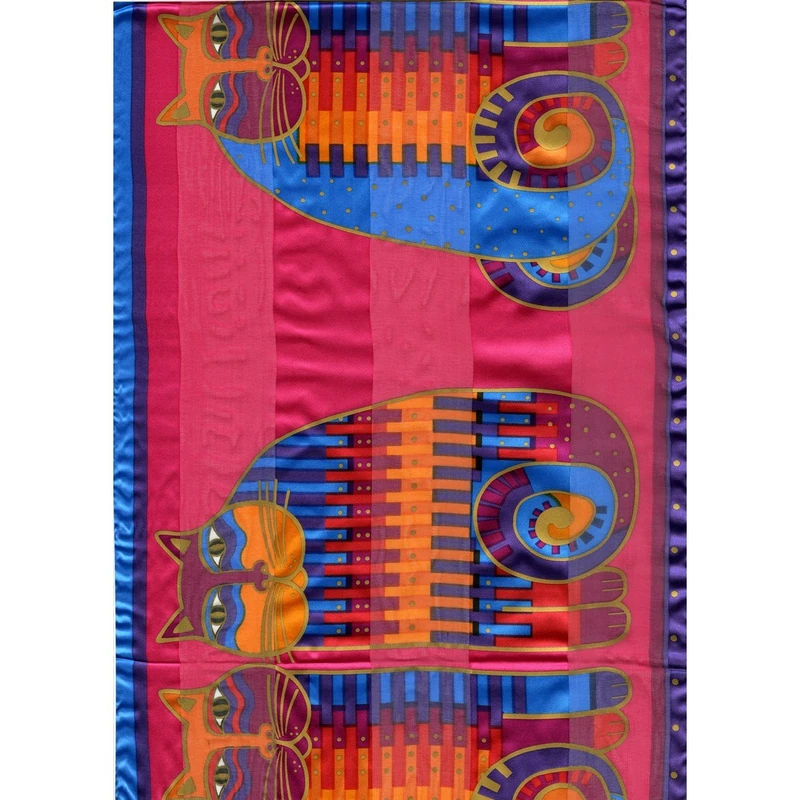 Laurel Burch Scarves, Rainbow Cat Cousins Classic - Image 1