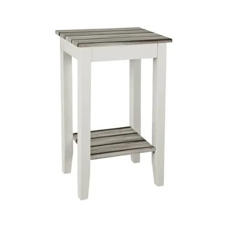 HAKU Möbel End Table Maritimo Pine, White, Mdf - Size: W 40 cm X H 69 cm X D 30 cm, Style: Coastal Furniture