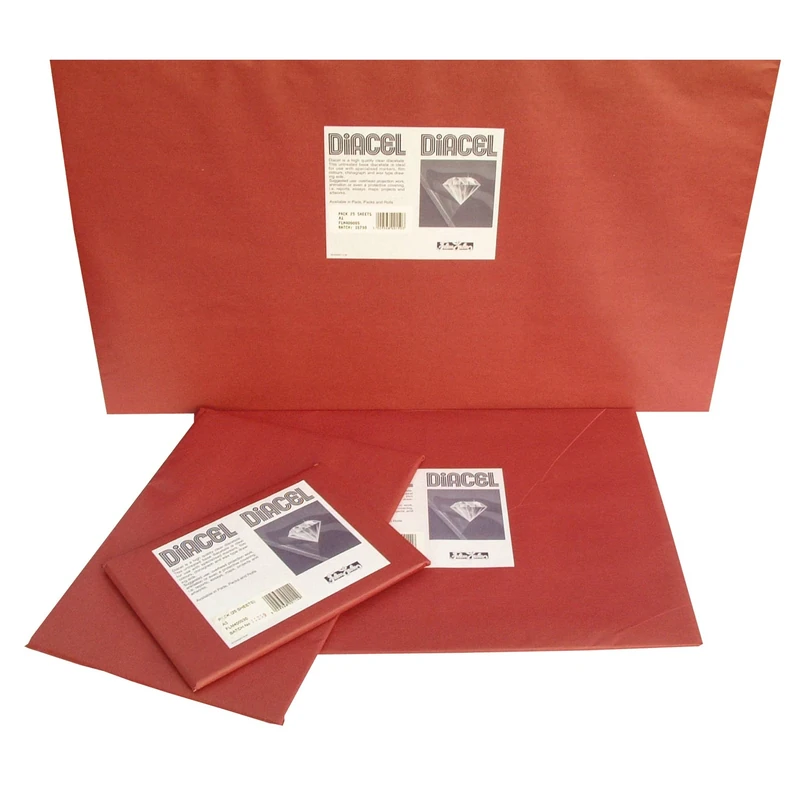 Diacel Film Acetate Sheets, Clear, A1, 250 Microns, 25 Sheets, for Use with Specialised Markers, Film Colours and Chinagraph, Crystal Clear Film
