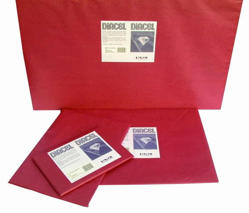 Diacel Film Acetate Sheets, Clear, A4, 250 Microns, 100 Sheets, For Use With Specialised Markers, Film Colours And Chinagraph, Crystal Clear Film