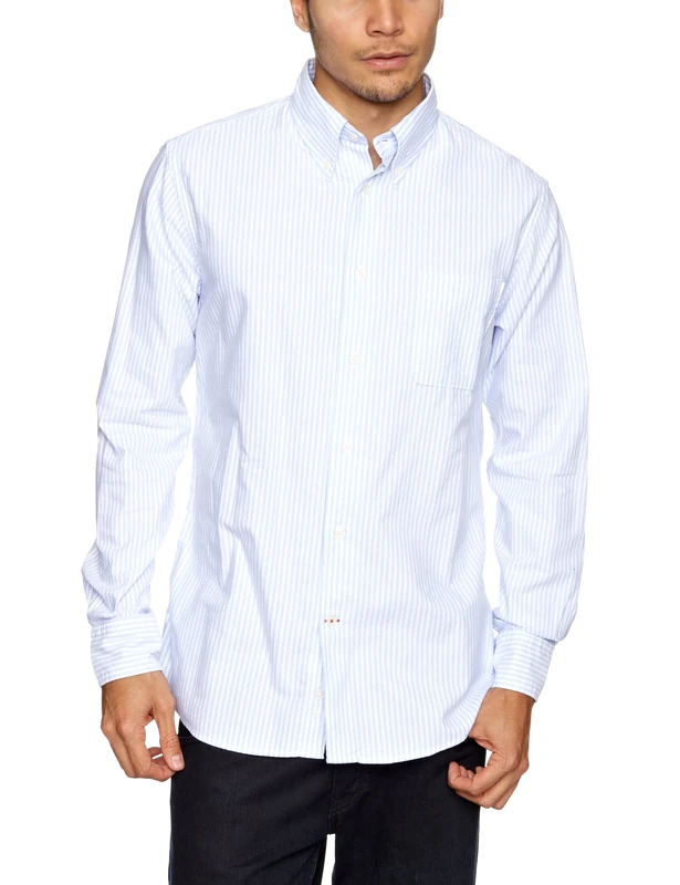 Benson FL12-SH03OX Men's Shirt Light Blue Stripe Medium