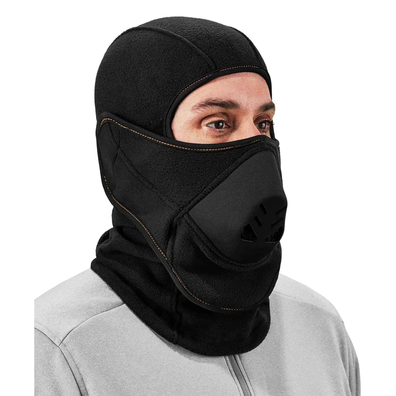 Balaclava with Detachable Heat Exchanger Face Mask, Winter Ski Mask, Ergodyne N-Ferno 6970,Black