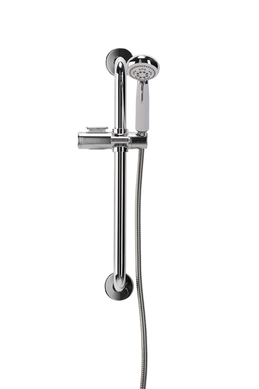 Croydex AP600241 Assistive Showering Kit includes 60 cm Stainless Steel Grab Bar/ Assistive Shower Handset/ Easy Move Slider/ 200 cm Stainless Steel Hose