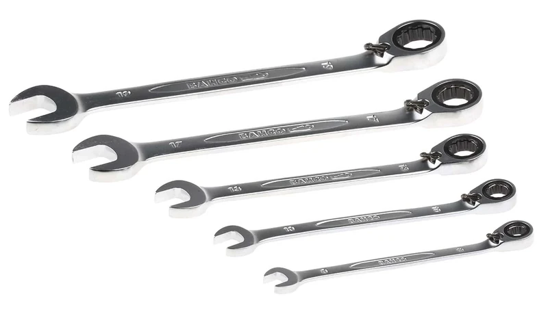 Bahco 1RM/S5 Ratchet Combination Spanner Set, Multi-Colour, Set of 5 Piece