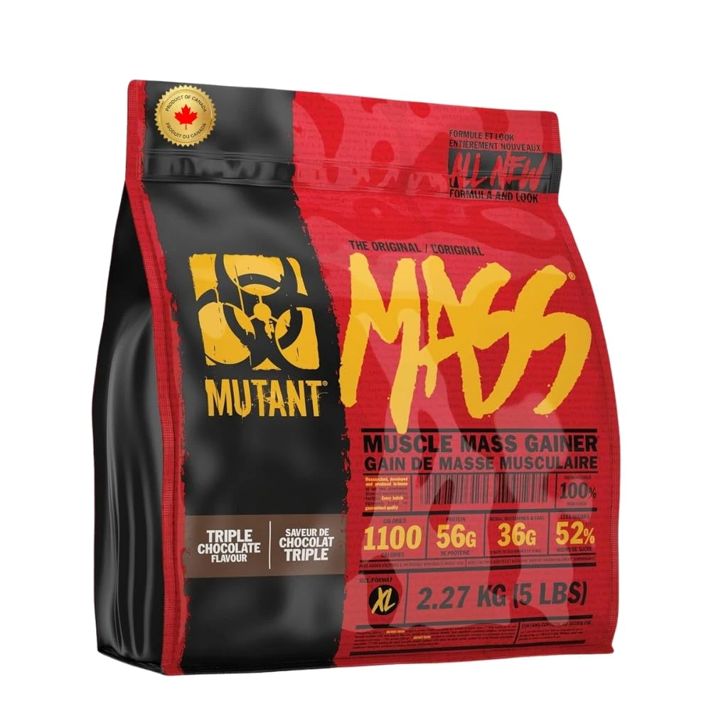 MUTANT Mass | Muscle Mass Gainer | 1100 Calories, 56g Protein, Whole Food Carbs, BCAAs, and Glutamine | Ultimate Hardcore Weight Gainer Shake | 2270g | Triple Chocolate
