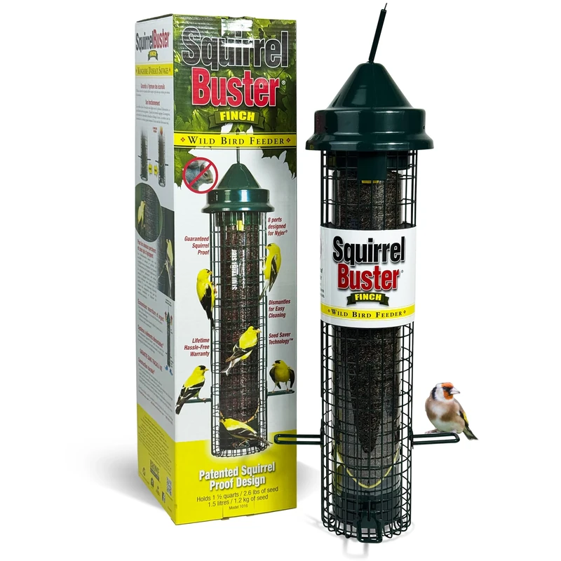 Squirrel proof Bird Feeder for Niger Seeds - Jacobi Jayne® Squirrel Buster® Finch – Pigeon Proof Bird Feeder for Wild Birds – Easy Clean Bird Feeders Pest Proof UK Perfect for Attracting Finches
