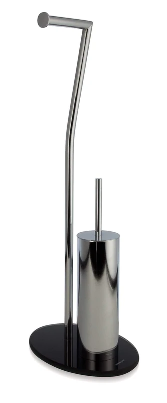 Möve 40879 Toilet Paper Holder with Glass Stand, Silver, 28 x 20 x 71,5 cm