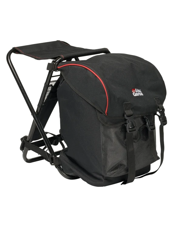 Abu Garcia Basic Fishing Rucksack with Built-In Chair – Lightweight, Water-Resistant Backpack for Anglers, Camping & Outdoor Adventures