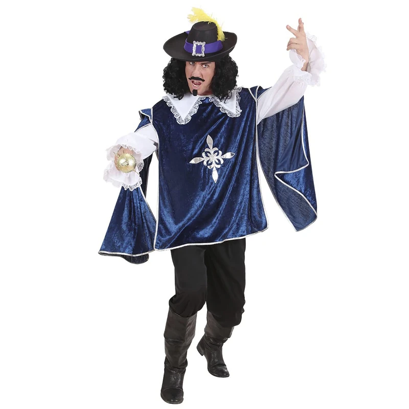 Blue Musketeer Costume Medium for Medieval Middle Ages Fancy Dress