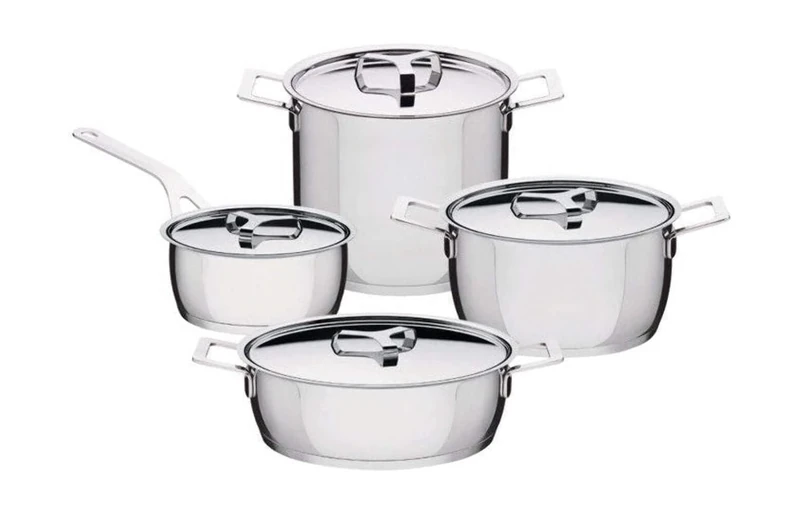 Alessi 7-Piece Pots and Pans Set, Silver
