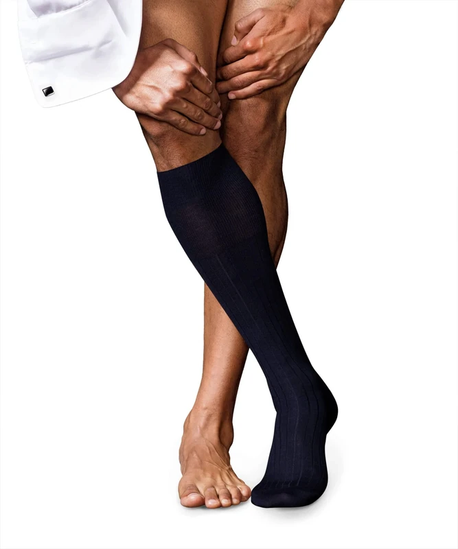FALKE Men's No. 2 M Kh Cashmere Long Plain 1 Pair Knee-High Socks, Blue Dark Navy 6370, 7-8