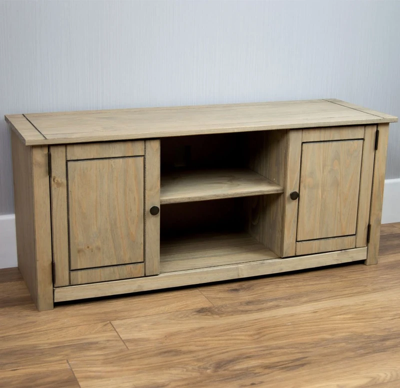 Vida Designs Panama 2 Door Entertainment TV Unit Waxed Pine Finish - Image 1