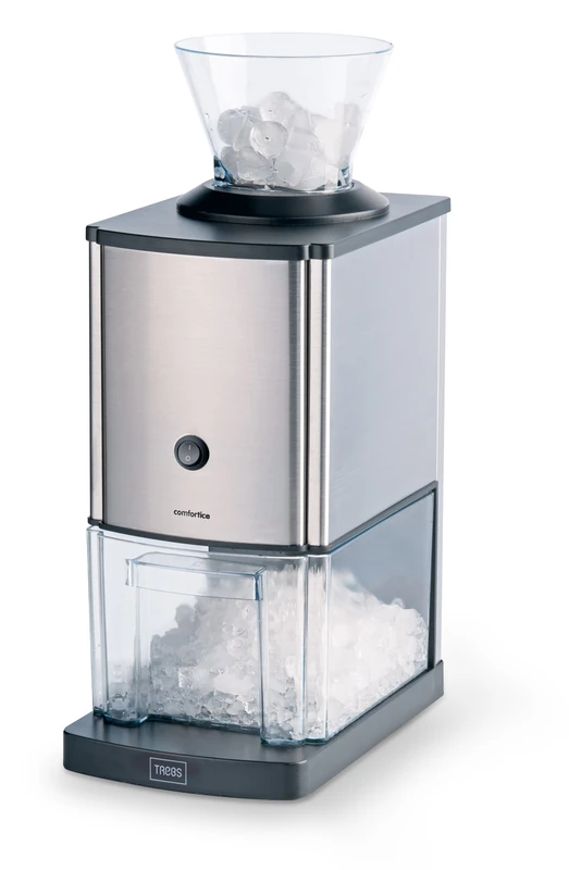 Trebs Stainless steel ice crusher ideal for soft drinks, cocktails or cold dessert preparation (1 kg of crushed ice per minute, capacity 3 liters, 80 watts)