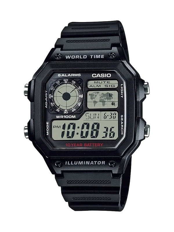 Casio Men Digital Japanese Quartz Watch with Resin Strap AE1200WH-1A