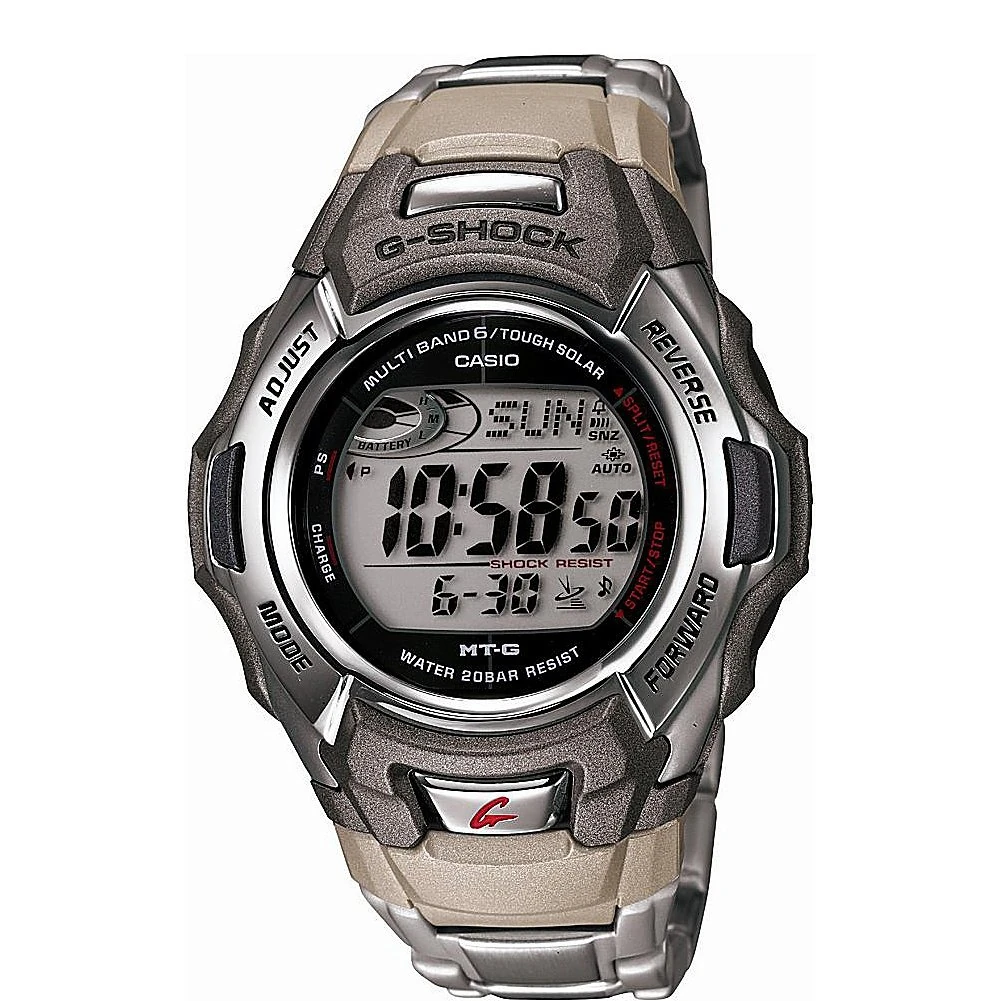 Casio Men's G-Shock MTGM900DA-8CR Tough Solar Atomic Stainless Steel Sport Watch, Silver, MTGM900DA-8CR