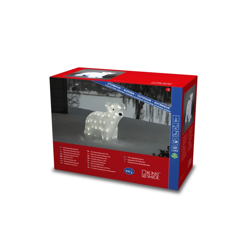 Standing Polar Bear CUB with 64 LEDs, 41cm Long - 3D Christmas Decoration, Indoor/Outdoor - 6163-203