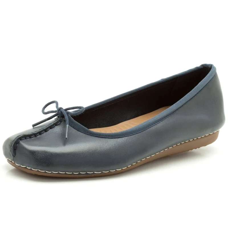 Clarks Women's Freckle Ice Ballet Flats, Navy Leather, 5 UK