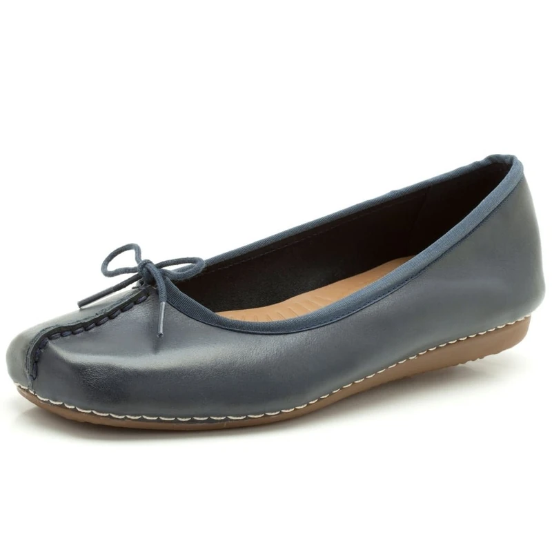 Clarks Women's Freckle Ice Ballet Flats, Navy Leather, 6.5 UK