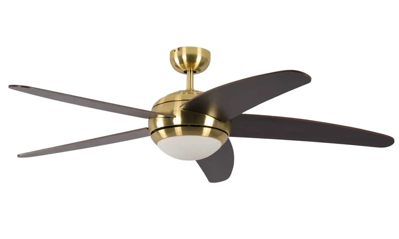 Ceiling Fan Melton Brass 52 inch with Light and Remote Control Blades Brown / Wanaque
