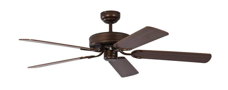 Potkuri 52 inch / 132 cm Ceiling Fan without Lights in Aged Bronze with Pull Cord and Blades Walnut