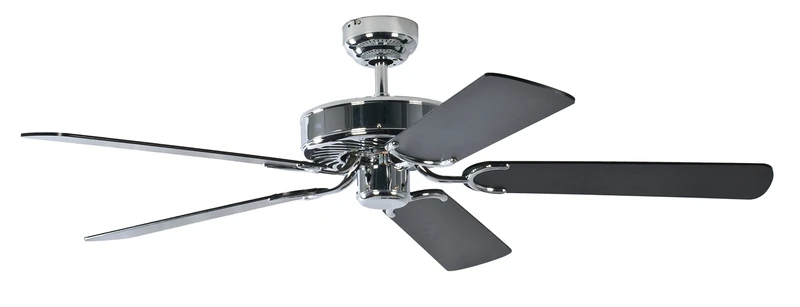 Potkuri 52 inch / 132 cm Ceiling Fan without Lights Steel Finish with Pull Cord and Blades Black or Black with Stripes