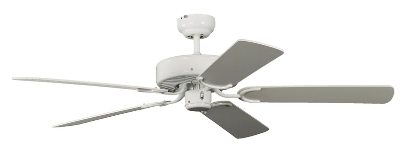 Potkuri 52 inch / 132 cm Ceiling Fan without Lights in White with Pull Cord and Blades in White / White and Cane