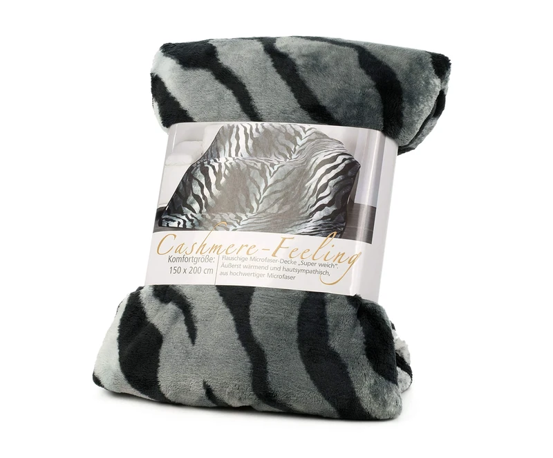 Gözze - Premium Cuddly Blanket, Cashmere Feel, High Fabric Weight 500 g/m², 150 x 200 cm - Siberian snow tiger