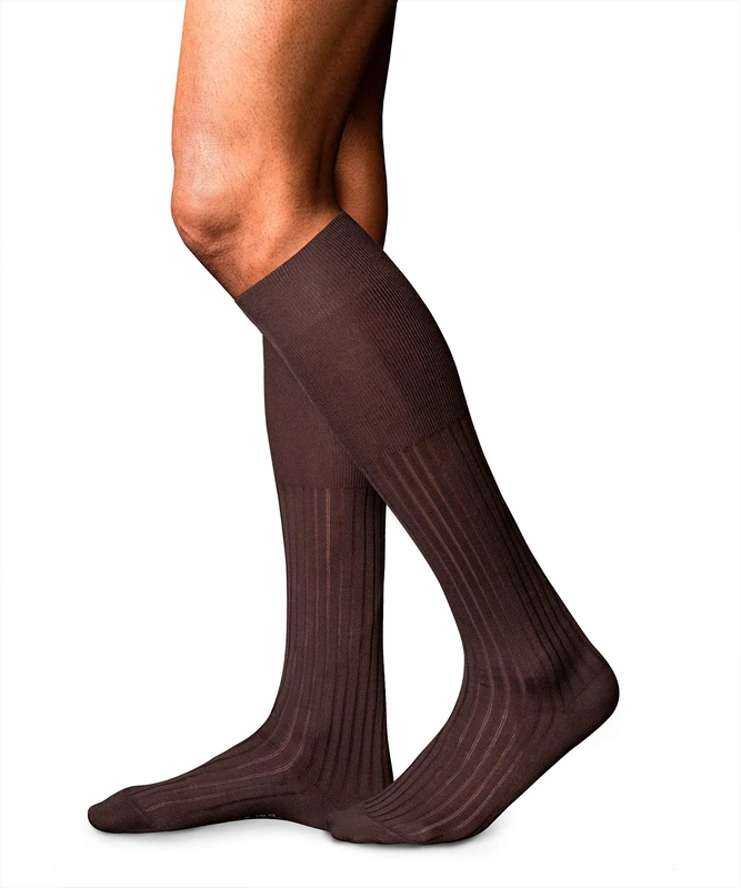 FALKE Men's No. 13 M Kh Cotton Long Plain 1 Pair Knee-High Socks, Brown 5930, 8.5-9.5