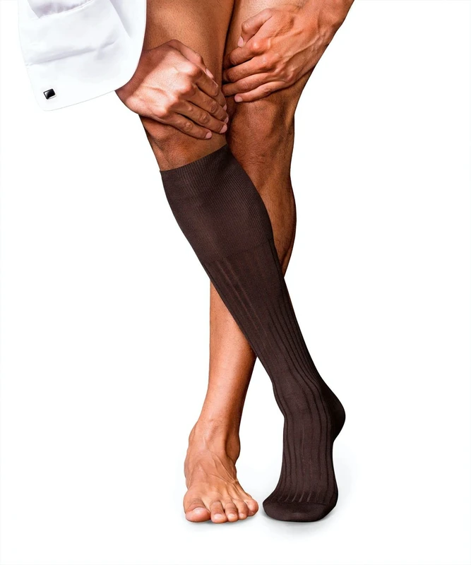 FALKE Men's No. 13 M Kh Cotton Long Plain 1 Pair Knee-High Socks, Brown 5930, 10-11