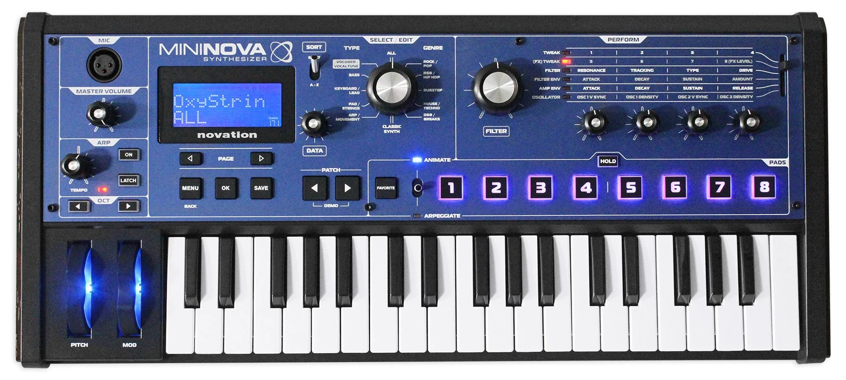 Novation MiniNova Analogue Modelling Compact 37 Mini-key Synth – Tough, compact, powerful mini-synth with pitch-correcting effect vocoder, 256 onboard sounds and five effects per voice layering