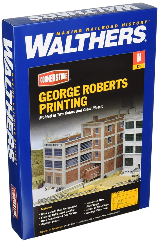 Cornerstone Walthers, Inc. 933-3231 Walthers HO Scale Model George Roberts Printing 1:160 N, 1/4" 11.2 x 19.3 x 18.1cm