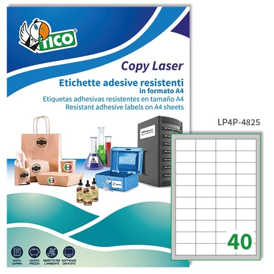 Tico LP4P-4825 Polyester Label, 70 FF, 48.5 x 25.4 mm, White