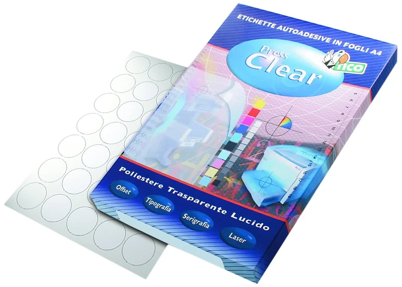 Tico PC 4-6128 Transparent Glossy Stickers Rectangular 100 FF, 24 x 28 cm, Transparent
