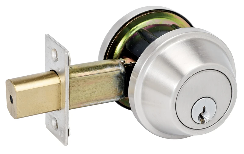 Master Lock DSCHSD32D Heavy Duty Single Cylinder, Grade 2 Commercial Deadbolt with Bump Stop, Brushed Chrome Finish