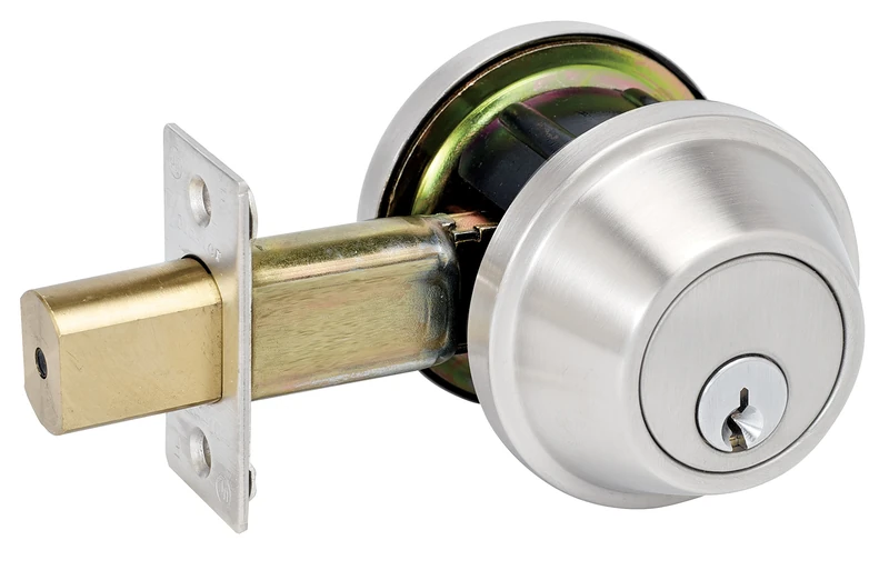 Master Lock DSCHDD32D Heavy Duty Double Cylinder, Grade 2 Commercial Deadbolt with Bump Stop, Brushed Chrome Finish