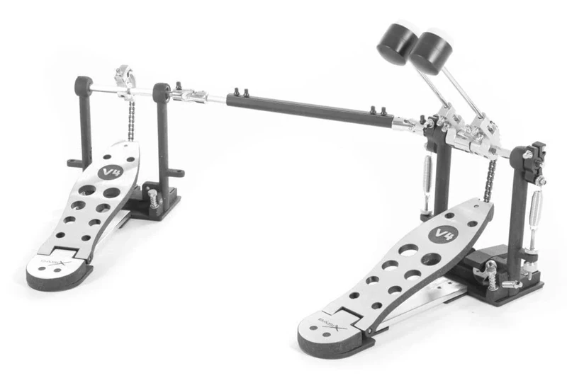 PURE GEWA Pedal DPD-800-V4 double tube, two-way beater, black, powder coated, 2 aluminium floor stabilisers