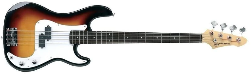 GEWA Electric Bass, RCB-100 sunburst, Solid basswood body, Maple neck, Pakkawood fingerboard, chrome hardware