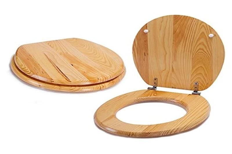 MSV Pine Wood Toilet Seat, Brown