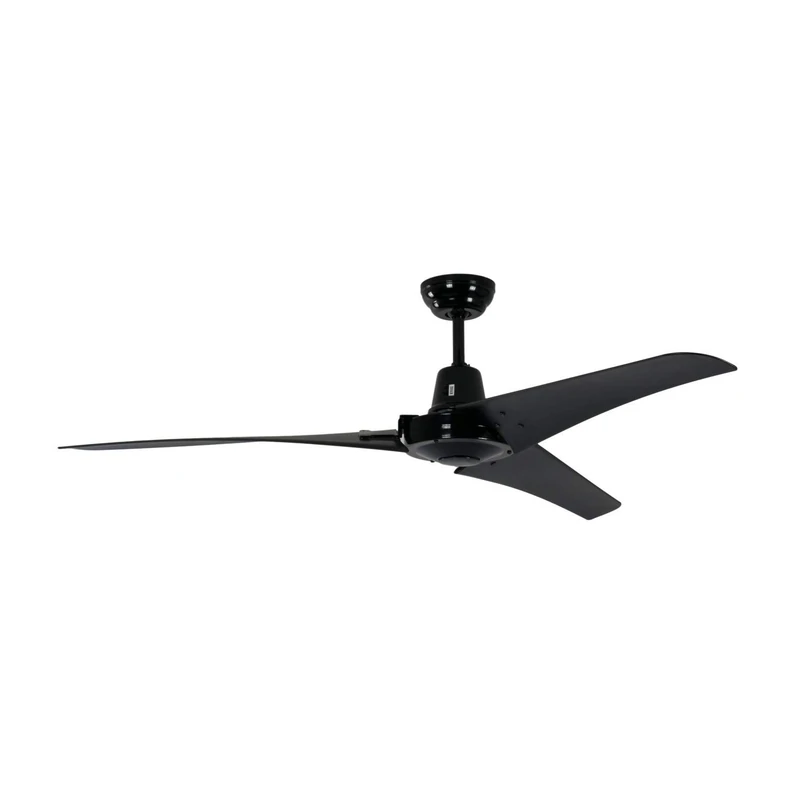 Industrial Ceiling Fan Vourdries Black with Wall Control 56” 142cm without Light