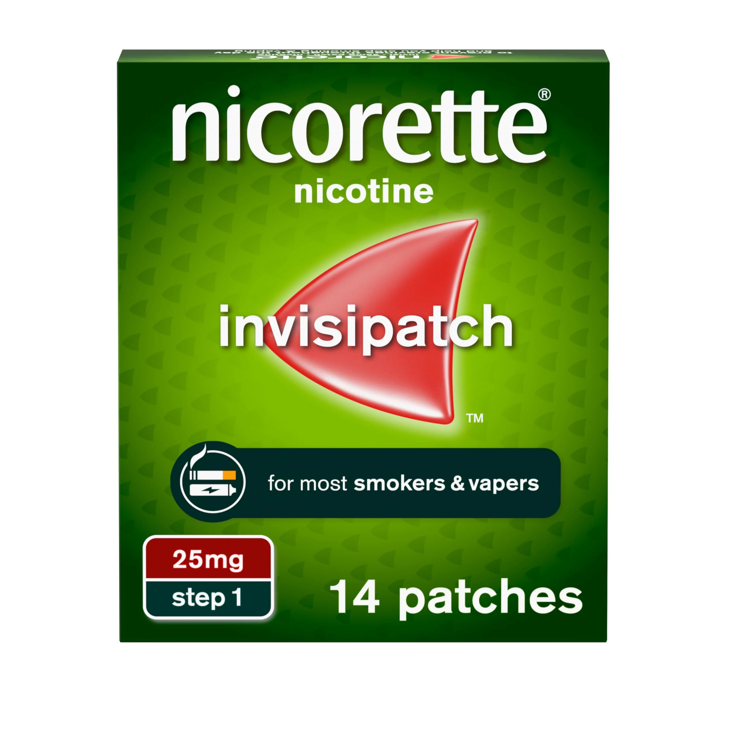 Nicorette InvisiPatch, Nicotine Patches Step 1, 25mg, 14 count, Effective and discreet Stop Smoking and Stop Vaping Aid, Nicotine Patches to Beat Cravings & Withdrawal Symptoms(Quit Smoking or Vaping)