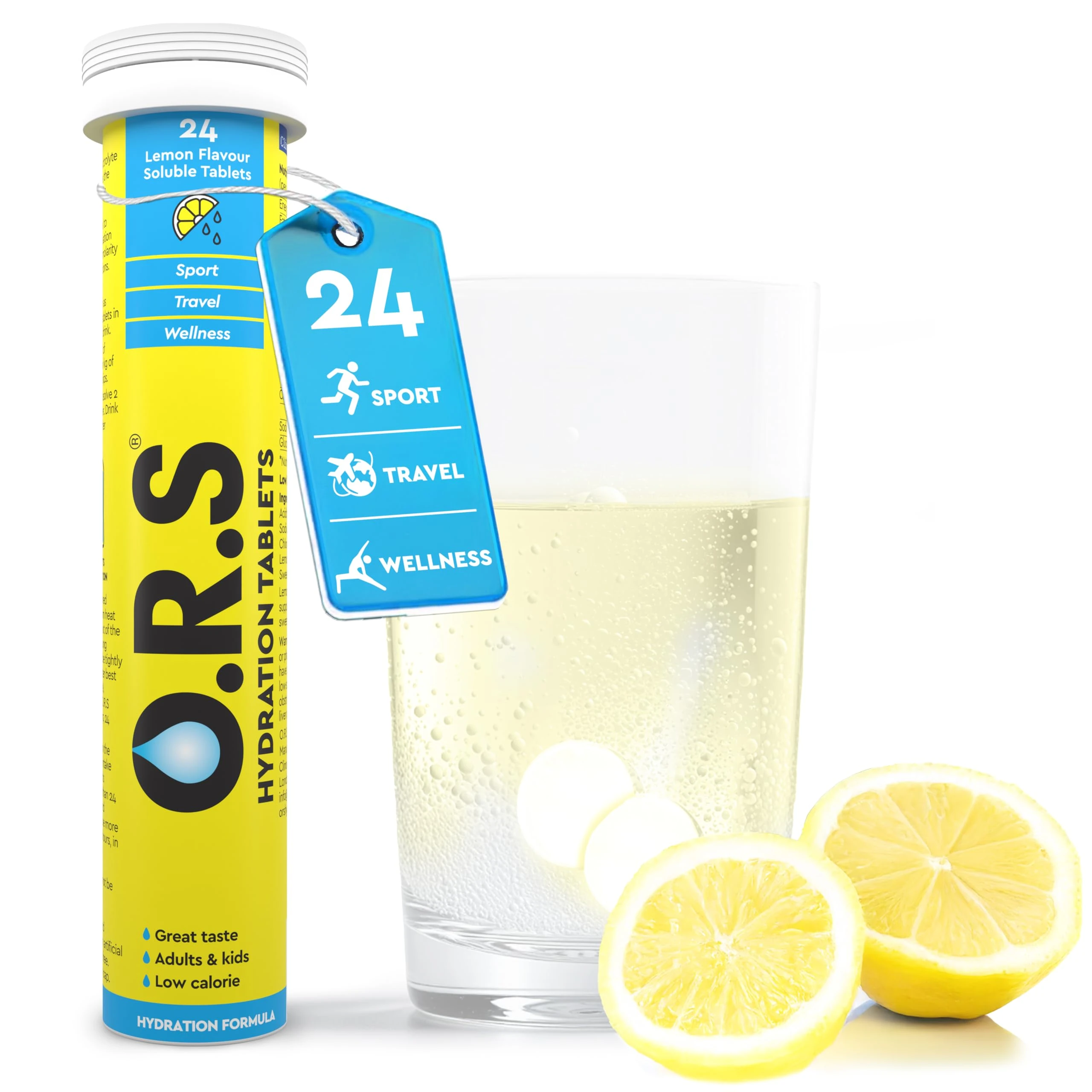 O.R.S Hydration Tablets - Lemon, Pack of 1 | Winter Electrolytes for Dehydration, Sports & Travel Recovery Drinks | Oral Rehydration Salts for Electrolyte Replacement | Vegan, Gluten-Free, Low Calorie