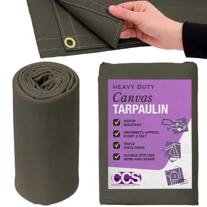 6' x 8' Olive Drab 21 oz Canvas Tarpaulin