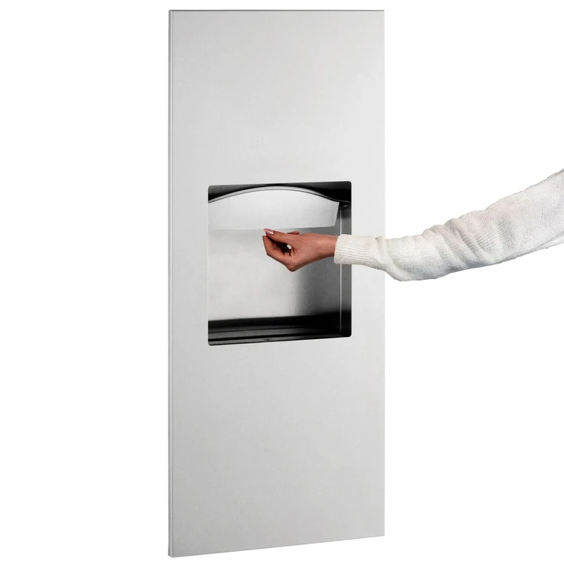 Bobrick B-36903 TrimLineSeries Recessed Paper Towel Dispenser/Waste Receptacle, Satin Stainless Steel - Image 1