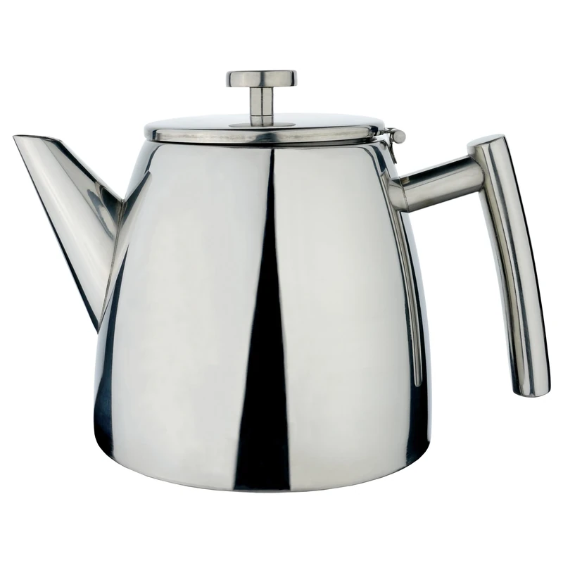 Grunwerg Cafe Stal Double wall teapot, Mirror Finish, 1200ml / 1.2L