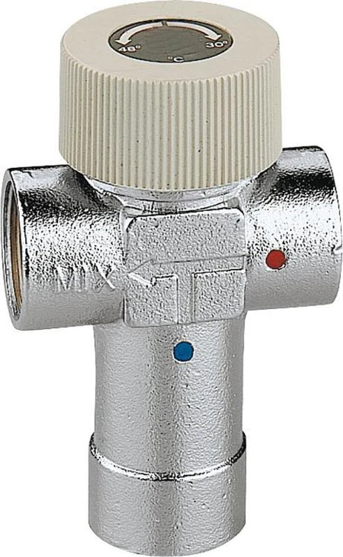 Caleffi Adjustable Thermostatic Mixing Valve 1/2 Inch 30 - 48 °C Brass Body Chrome Plated 520430