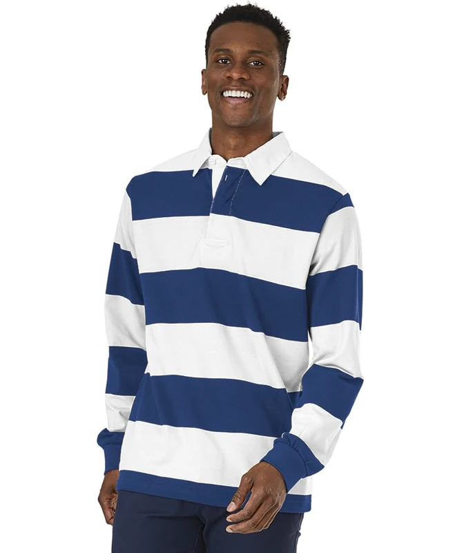Charles River Apparel Men's Classic Rugby Shirt, Royal/White, Large